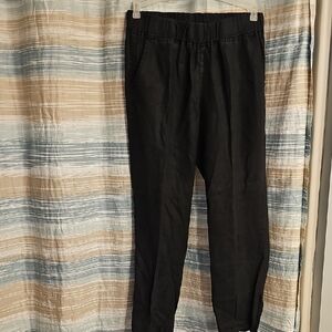 Dk NY Woman's Black Linen Straight Slim Leg Classic Pants